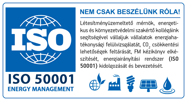 Létesítményüzemeltető mérnök, energetikus és környezetvédelmi szakértő kollégáink segítségével vállaljuk vállalatok energiahatékonysági felülvizsgálatát, CO2 csökkentési lehetőségek feltárását, FM kézikönyv elkészítését, energiairányítási rendszer (ISO 50001) kidolgozását és bevezetését.
